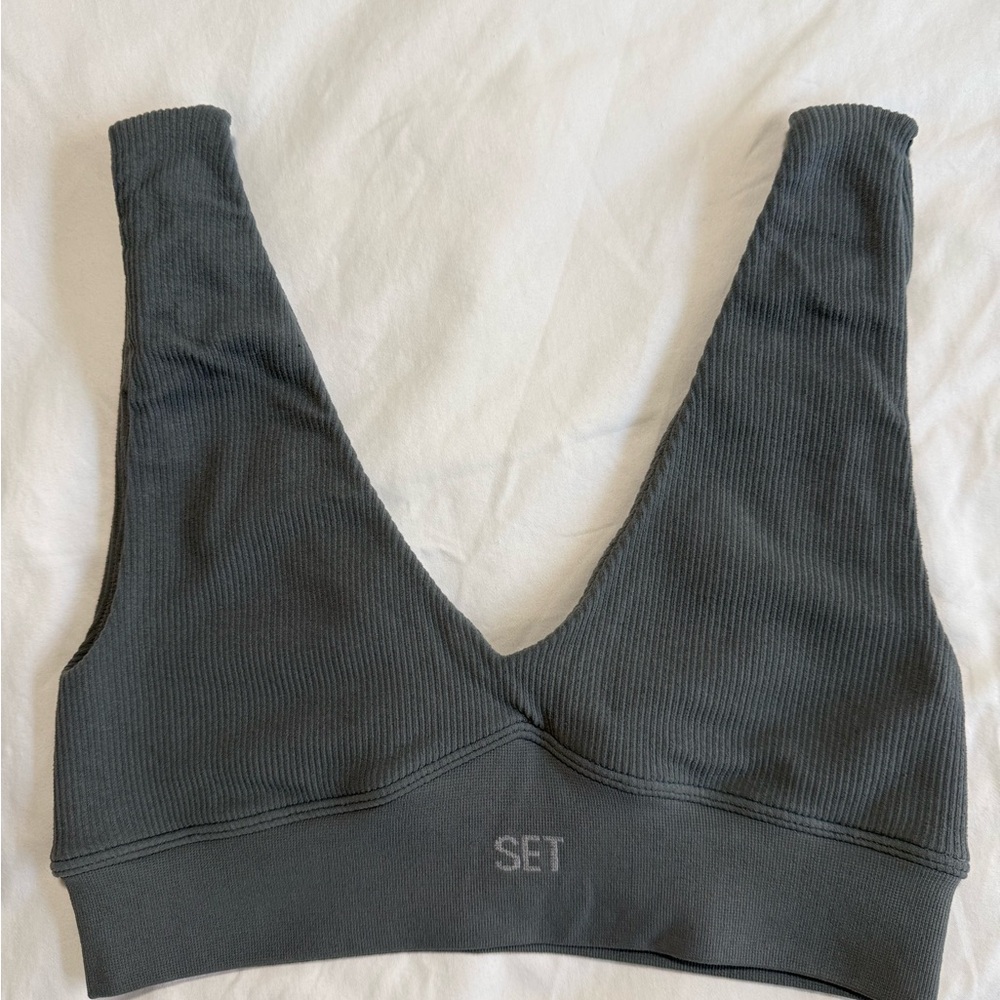 SET Active Sculptflex Sports Bra | Ribbed | Size Small | Gray